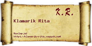 Klamarik Rita névjegykártya
